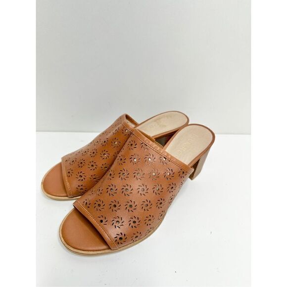 Jack Rogers Sandals Womens Size 6 Brown Roonie Open Toe Perforated Leather Slide - Picture 2 of 10